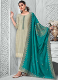 Green And Turquoise Sequence Embroidery Salwar Suit