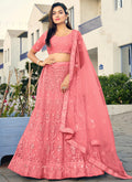 Pink Mirror Work Embroidery Designer Lehenga Choli