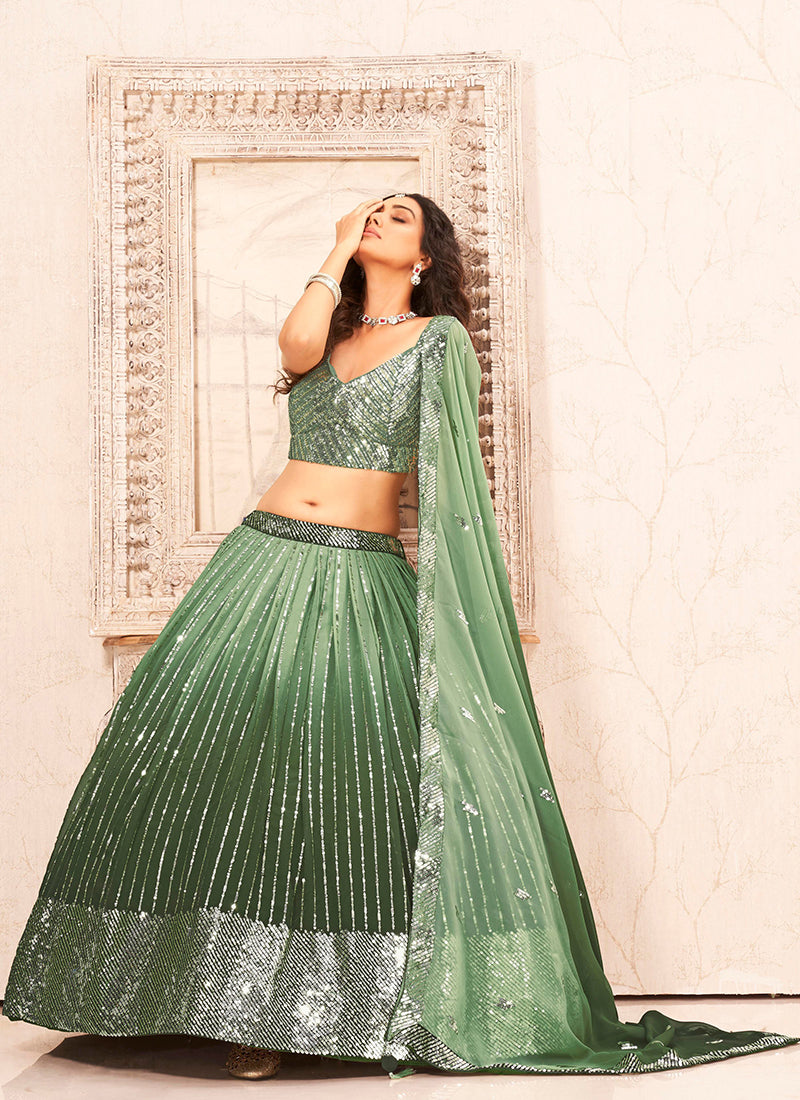 Green Handwork Lehenga Choli In USA Canada