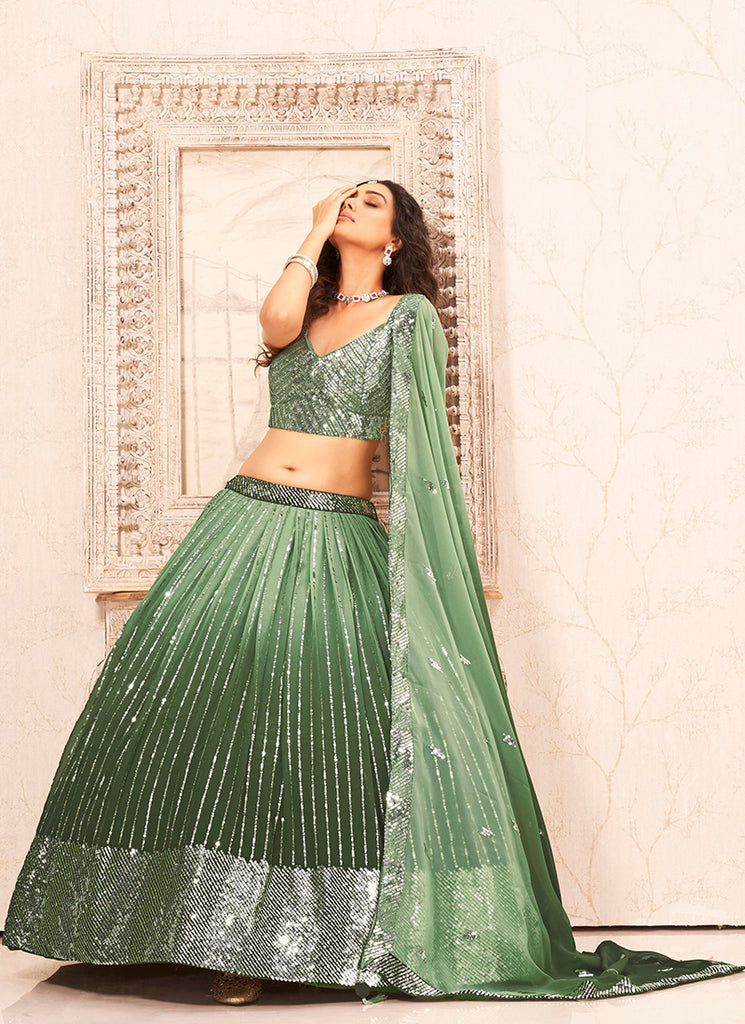 Green Handwork Lehenga Choli In USA Canada