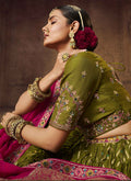 Green Pink Embroidery Lehenga Choli In USA Canada