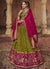 Green Pink Embroidery Viscose Lehenga Choli