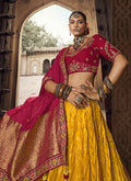 Yellow Crimson Lehenga Choli In USA