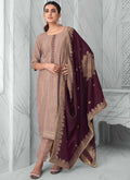Brown Two Tone Sequence Embroidery Salwar Suit