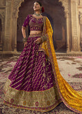 Magenta Yellow Embroidery Viscose Lehenga Choli