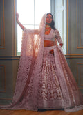 Hazy Pink Cording Embroidery Wedding Lehenga Choli And Dupatta