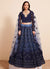 Navy Blue Thread Embroidery Traditional Lehenga Choli And Dupatta