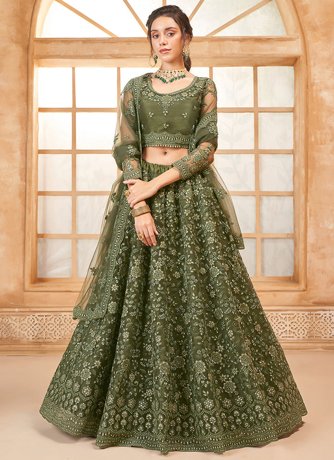 Olive green traditional dresses outlet