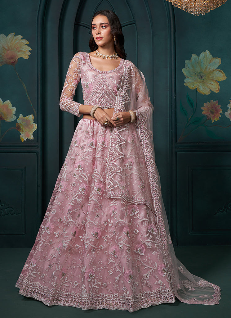 long sleeve lehenga dress Light Blue Lehenga with Embellished Long Sleeve Blouse 2 / Short