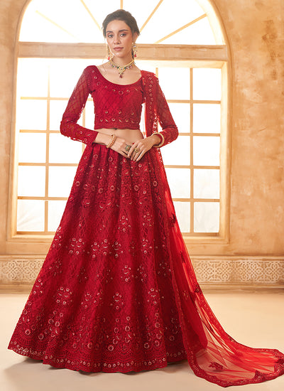 Red Embroidered Lehenga Choli