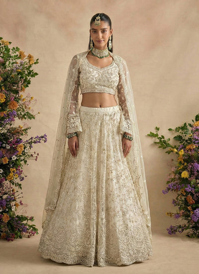 Pearl White Embroidered Lehenga Choli