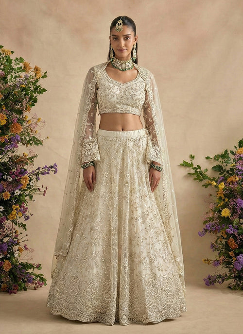 Pearl White Embroidered Lehenga Choli