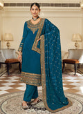 Turquoise Embroidery Designer Salwar Suit