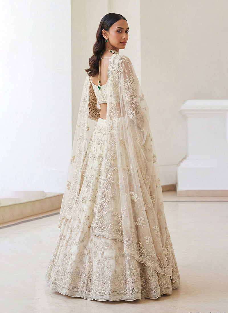 Off White Embroidered Lehenga Choli