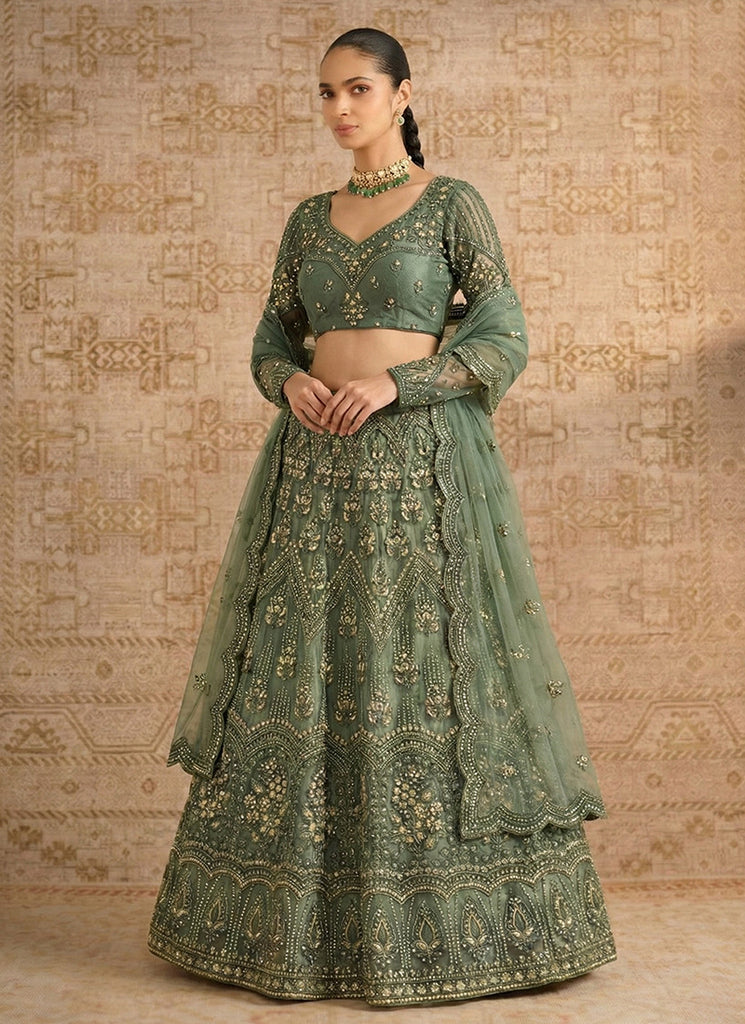 Olive Green Embroiderey Lehenga Choli
