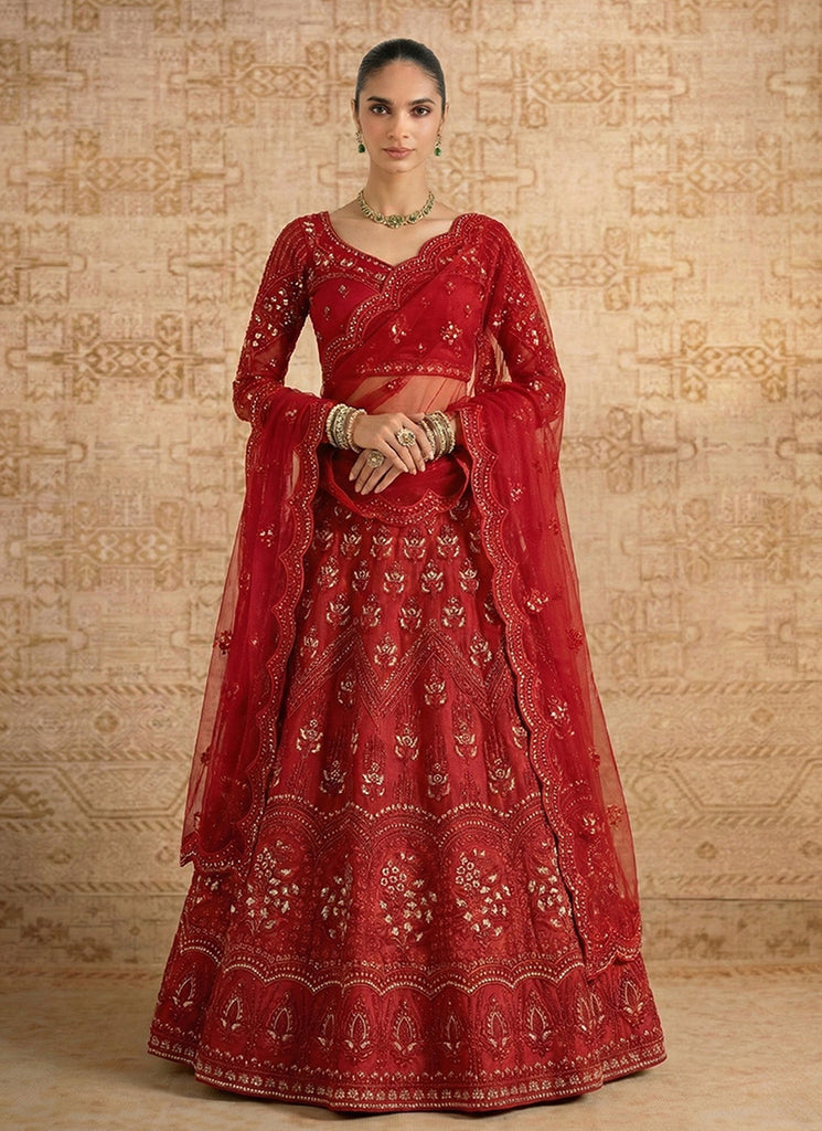 Bridal Red Embroiderey Lehenga Choli