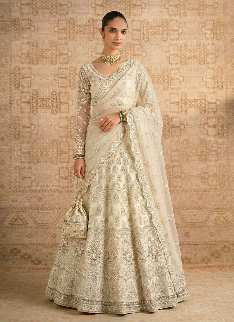Off White Embroiderey Lehenga Choli