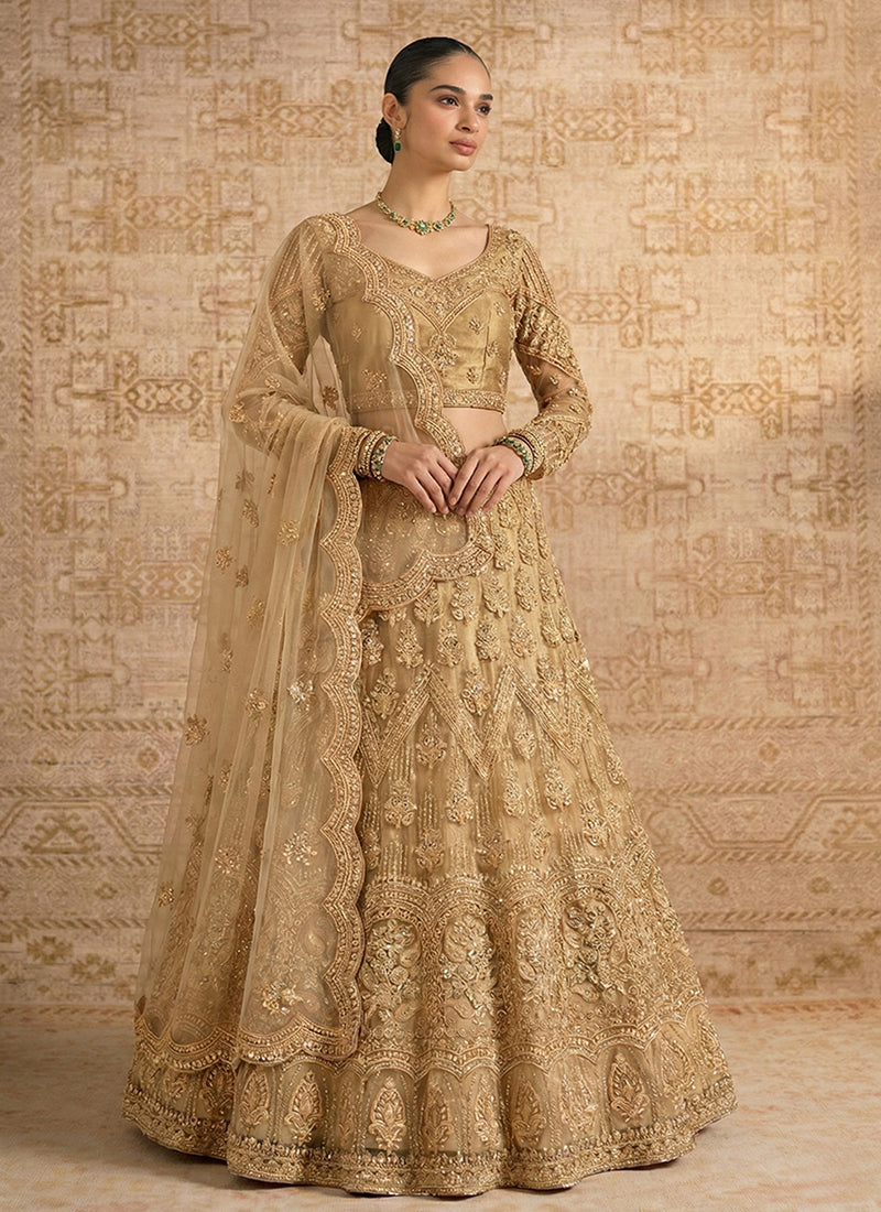 Beige Golden Embroiderey Lehenga Choli