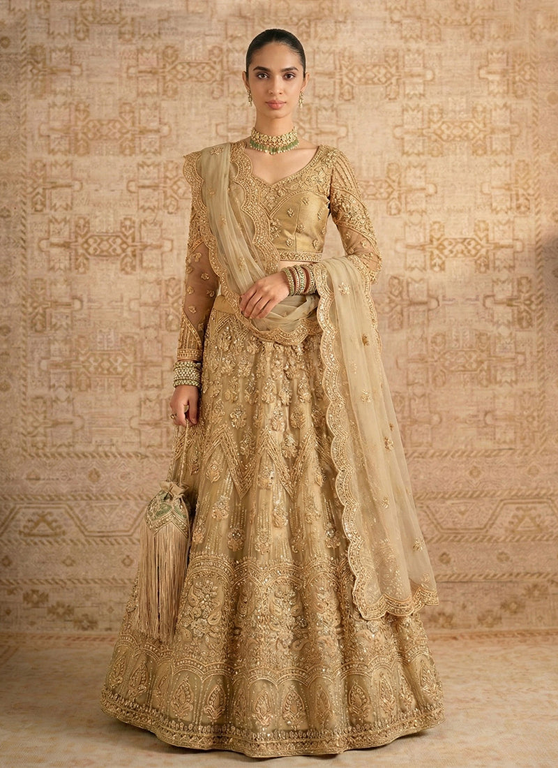 Beige Golden Embroiderey Lehenga Choli