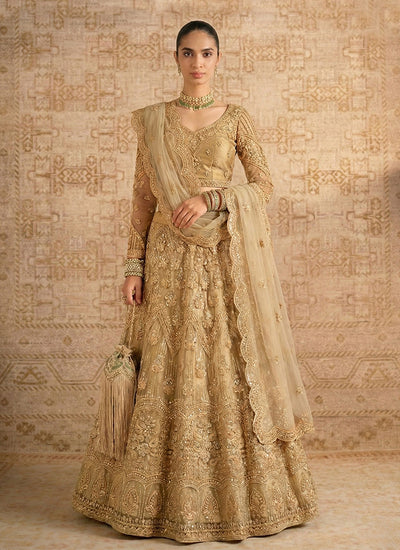 Beige Golden Embroiderey Lehenga Choli