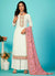 Off White And Pink Multi Embroidery Traditional Palazzo Suit