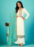 Off White And Teal Multi Embroidery Traditional Palazzo Suit