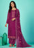 Purple Multi Floral Embroidery Traditional Pant Style Suit