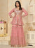 Pink Sequence Embroidery Jacket Style Gharara Suit