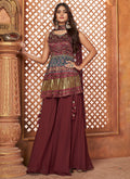 Maroon Multi Embroidery Traditional Gharara Style Suit