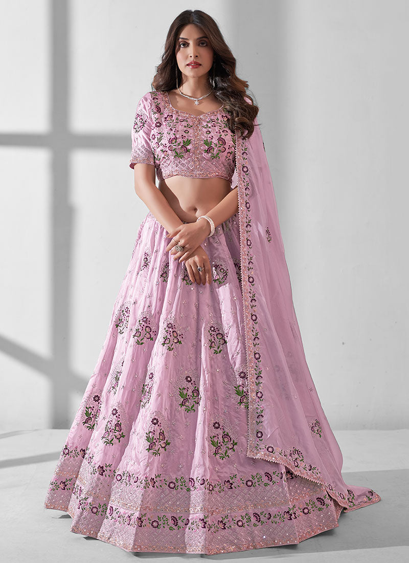Light Purple Multi Embroidery Designer Lehenga Choli With Dupatta