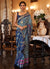 Blue Multicolored Ikat Printed Patola Silk Saree