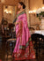 Pink Multicolored Ikat Printed Patola Silk Saree