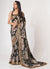 Black Floral Print And Sequence Embroidery Organza Saree