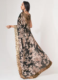 Black Floral Print Organza Saree In USA UK