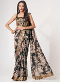 Black Floral Print Organza Saree In USA Canada