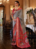 Red Traditional Ikat Printed Patola Silk Saree