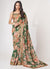 Green Floral Print And Sequence Embroidery Organza Saree