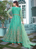 Sea Green Multi Embroidery Designer Anarkali Suit In USA