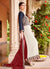 Off White And Blue Embroidery Anarkali Style Palazzo Suit