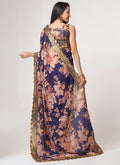 Purple Floral Print Organza Saree In USA Canada