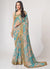 Sky Blue Floral Print And Sequence Embroidery Organza Saree