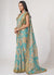 Sky Blue Floral Print Organza Saree In USA