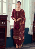 Maroon Multi Floral Embroidery Pant Style Suit
