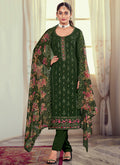 Green Multi Floral Embroidery Pant Style Suit