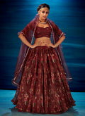 Maroon Sequence Embroidered Festive Lehenga Choli