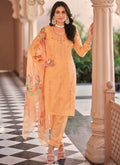 Pastel Orange Multi Floral Embroidery Cotton Salwar Kameez