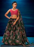 Green And Pink Sequence Embroidered Festive Lehenga Choli