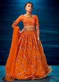 Orange Sequence Embroidered Festive Lehenga Choli