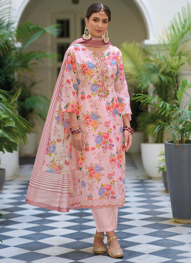 Pink Floral Gota Patti Salwar Kameez In USA UK