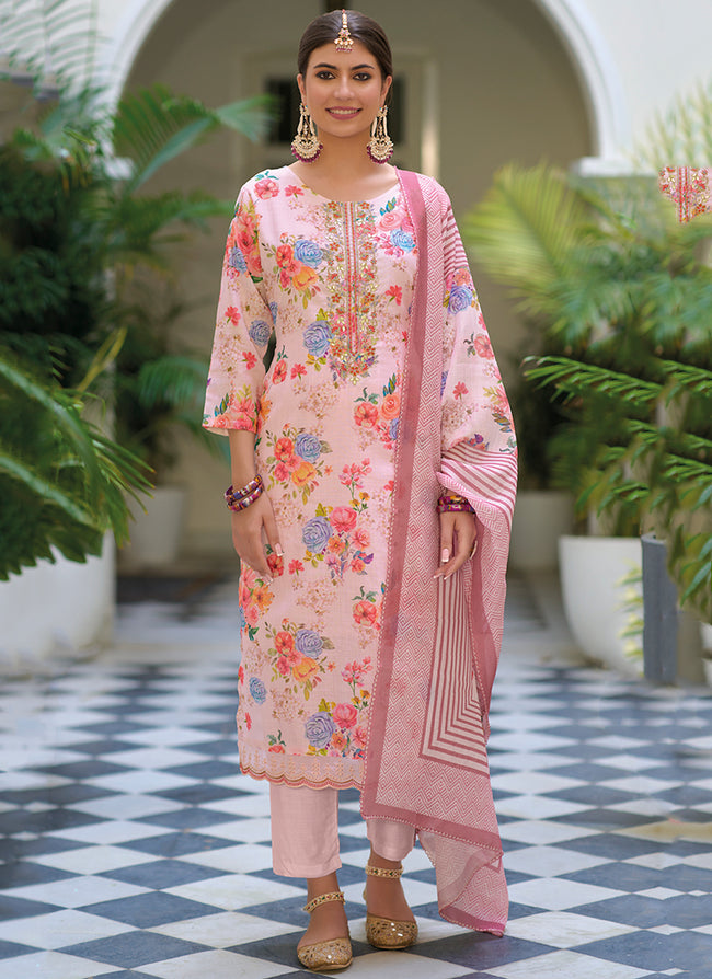 Pink Floral Gota Patti Embroidered Salwar Kameez